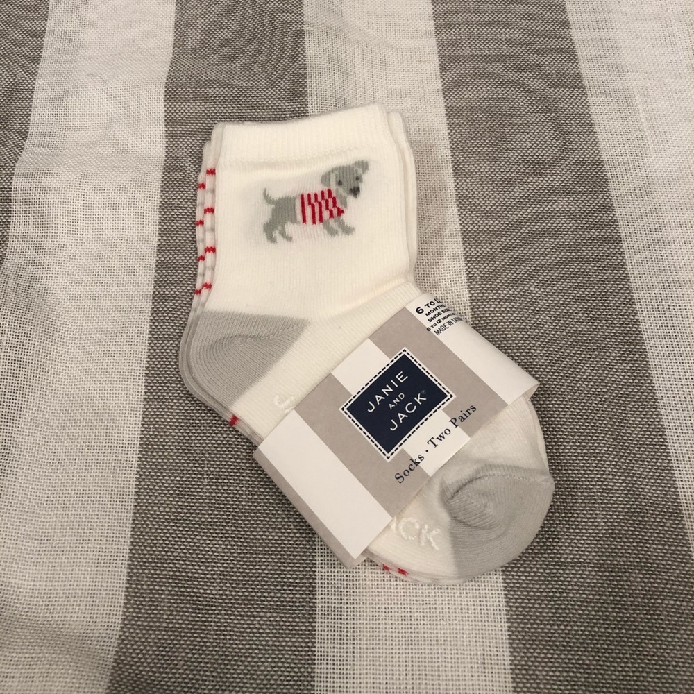 Janie and Jack dog striped baby socks set